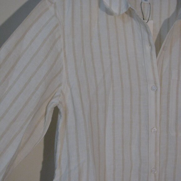 * Striped Dress NWT $59 XS Small MediumThe Drop 100% Linen Button Up Stripes - Picture 4 of 6